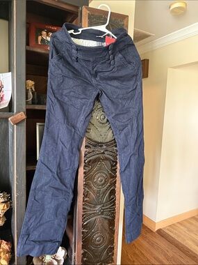 Women’s Navy Blue Chinos with Button Waist